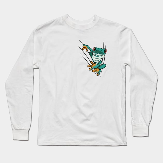 Cartoon Frog in Poket - Nature and Gardening Long Sleeve T-Shirt by Popculture Tee Collection